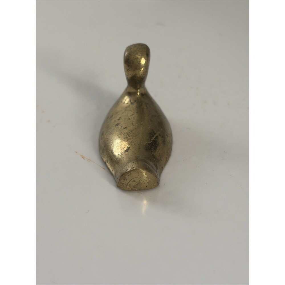 Vintage Small Brass Duck Figurine Paperweight 2.75” Sculpture Decor - Picture 3 of 5